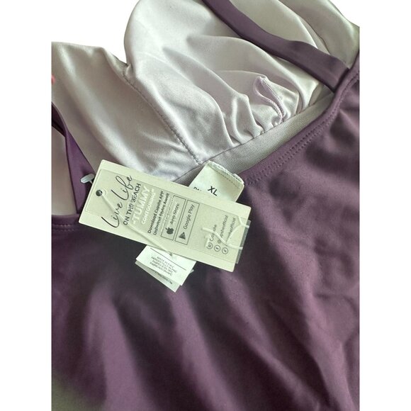 CUPSCHE Purple Ruched One Piece Swimsuit Size XL NEW with tags - Picture 6 of 8